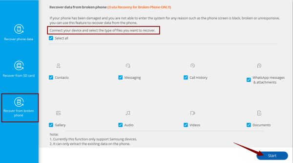 Select recovery data type Select recovery data type
