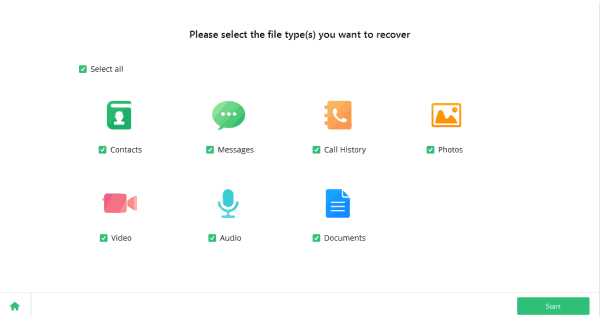 Select the type of data you want to recover. Select the type of data you want to recover.