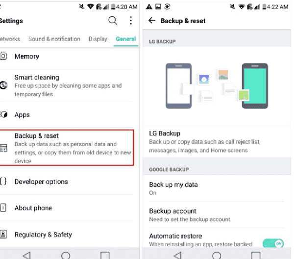 LG Backup and Restore