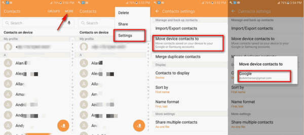 Copy contacts from Android to PC