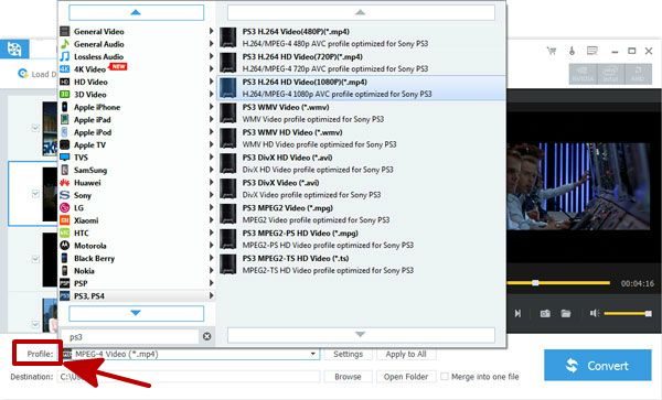 Output format of Blu Ray videos