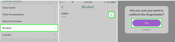 how to unblock on Snapchat
