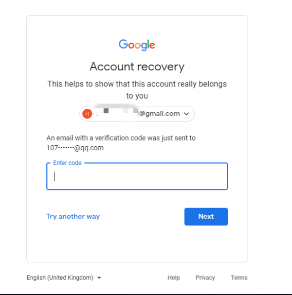 Google Account Forgot Password