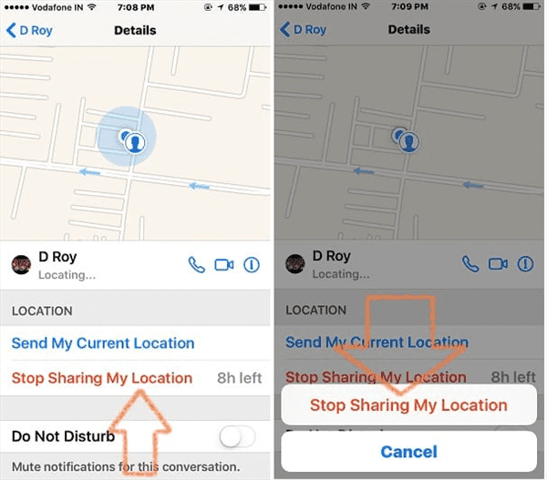 Stop Sharing Location without Notifying