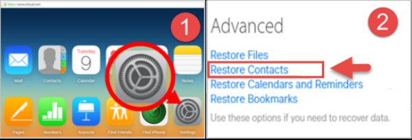Restore contacts from iCloud