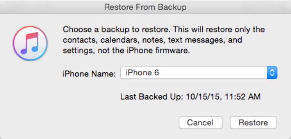 Restore contacts from iTunes