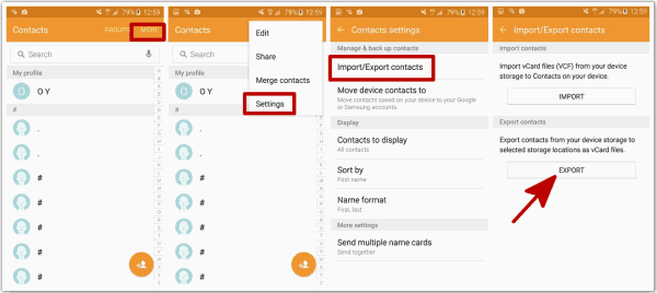 Export Samsung contacts to SIM