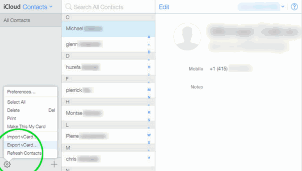 Export contacts from iPhone to Huawei via iCloud