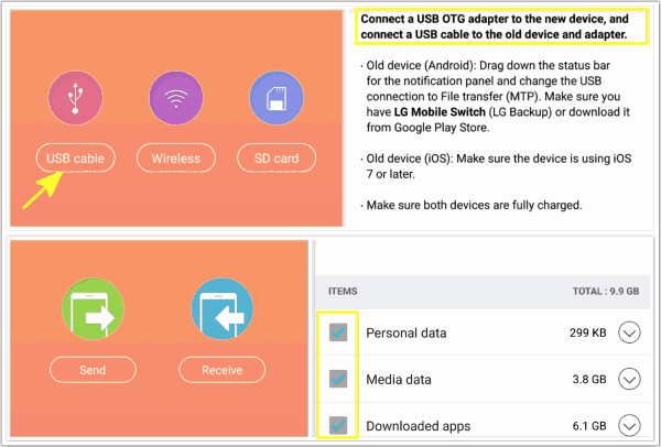 LG Mobile Switch to transfer data from Samsung to LG