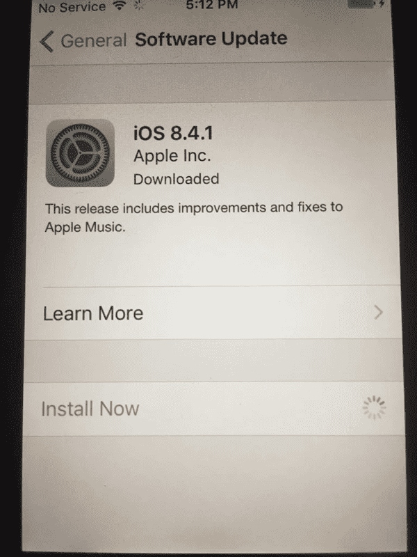New iPhone Install Now Stuck