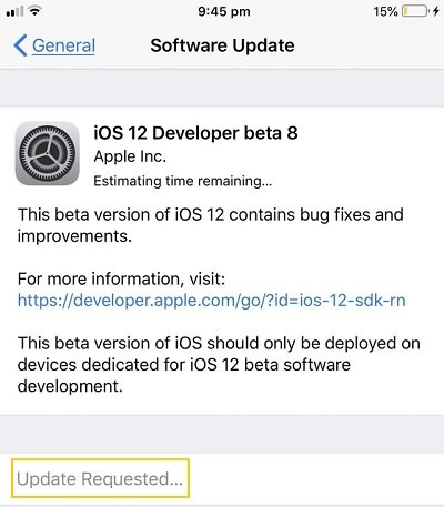 Update Requested iPhone Stuck