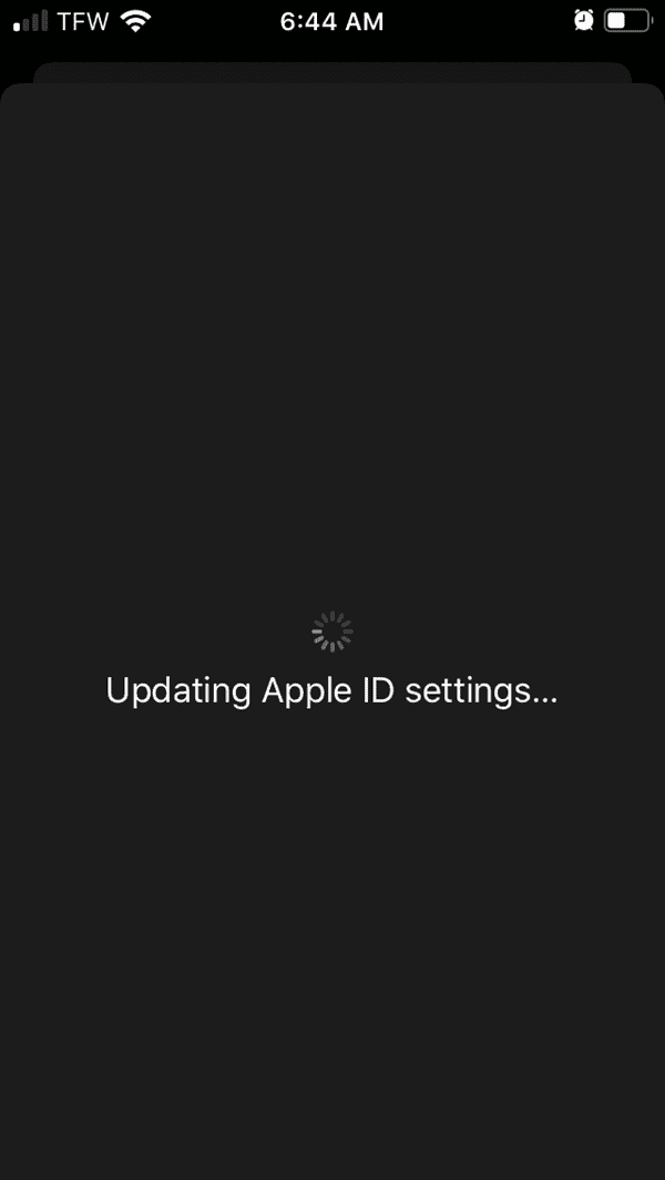 Update Apple ID Settings Stuck