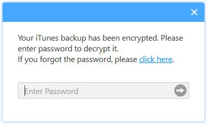 Enter iTunes encryption passcode