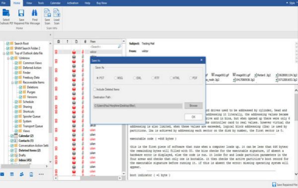 Export repaired Outlook