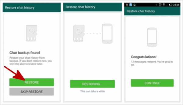 Restore WhatsApp from backup file