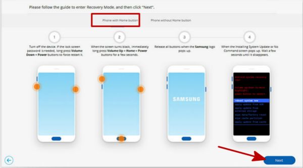 Recovery mode with home mode Recovery mode with home mode
