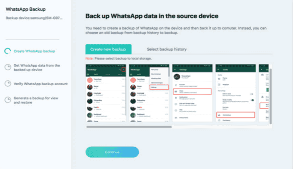Backing up WhatsApp  messages