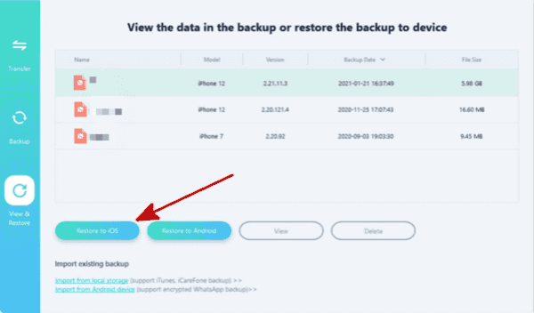 Restore WhatsApp from Huawei to iPhone