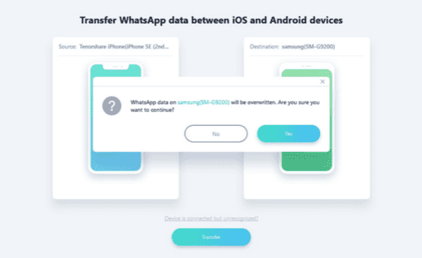 Transfer WhatsApp from iPhone to Android